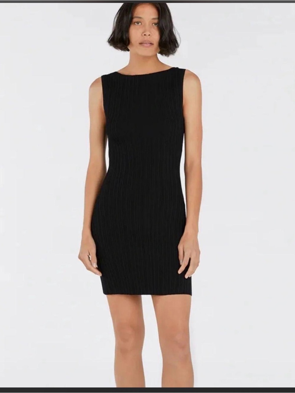 DISSH Black Ribbed Sleeveless Mini Dress